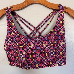 Victoria's Secret Pink and Purple Geometric Sports Bra